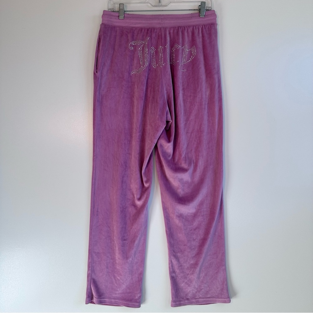 Juicy Couture Y2K Vintage Velour Track Pant Pink Size M Bedazzled Bling